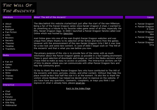 The Will of the Ancients Version 1 (June 2002)