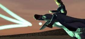 Arrows of light explode from Lagi's mouth but are too weak to reach the ship.