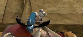 Kyle aims his crossbow carefully.