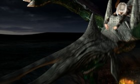 The dragon rescues Orta from the Empire.