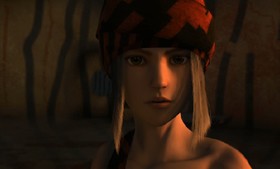 Orta watches the battle from within her cell.