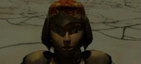 Lundi's facial features turn to those of shock and surprise as he looks up.