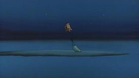 The baby ohmu is placed safely on the ground.