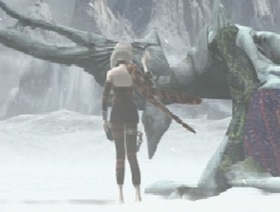 Orta trying to comfort her injured dragon.