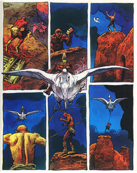 Half of a double-page spread from the first Arzach story.