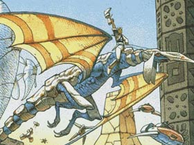 Moebius' illustration of the dragon and rider from Panzer Dragoon.