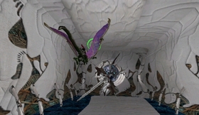 The interior of the ruin has a distinctive white colour.