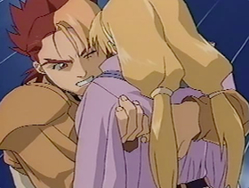 Kyle pulls Alita free.
