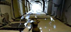 Then pure white energy begins to flood the corridor.