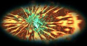 The blue white light a mutant coolia emits...