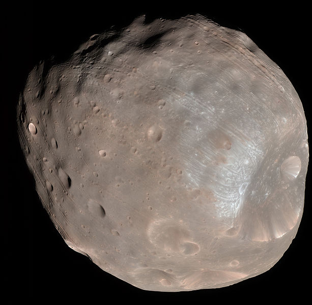 Phobos, one of Mars' two moons (image from Wikipedia).