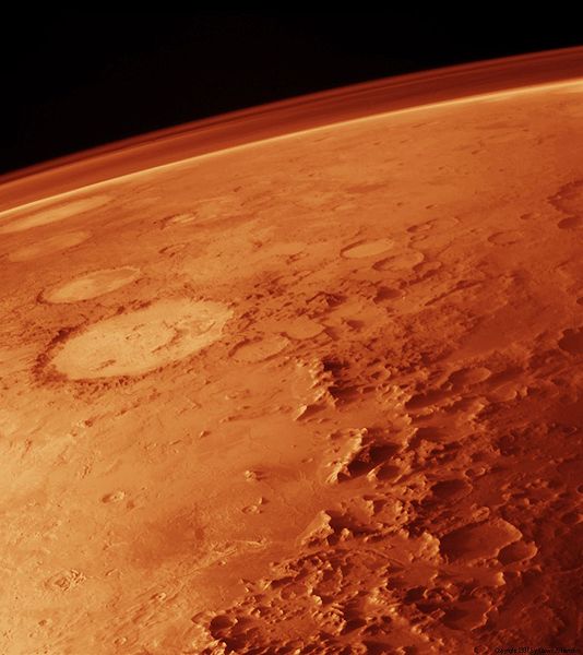 A low orbit shot of Mars (image from Wikipedia).