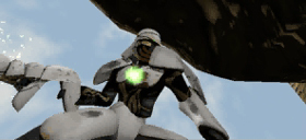 Flesh is exposed from behind the Sky Rider's masked face.