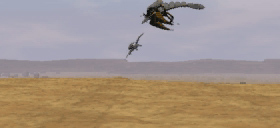 The Dark Dragon chases the Blue Dragon.