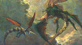 A beautiful illustration of the two rival dragons.