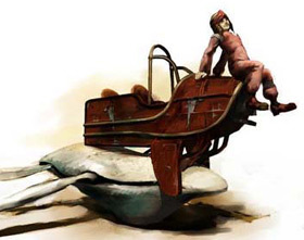 Paet sits on top of his ship.