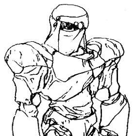 Here we see a drawing of the Sky Rider as seen in the OVA.