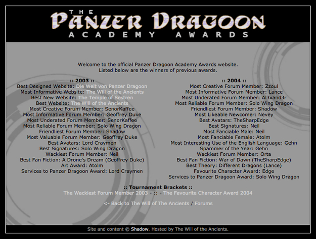 The Panzer Dragoon Academy Awards