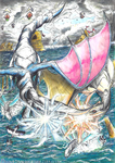 Battle of Blue Dragon and Black Dragon