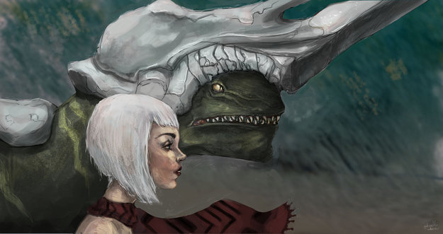 Orta Standing Beside Her Dragon