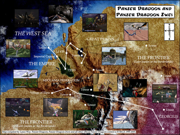 Panzer Dragoon and Zwei (Illustrated Map)