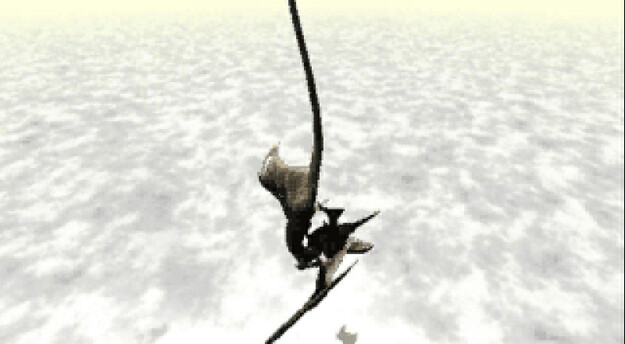 Panzer Dragoon Saga Cutscene Screenshot: Atolm's Death and Destruction of Zoah