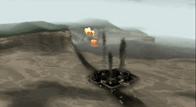Panzer Dragoon Saga Cutscene Screenshot: Atolm's Death and Destruction of Zoah