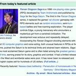 Panzer Dragoon Saga as Today's Featured Article on Wikipedia (2 of 2)