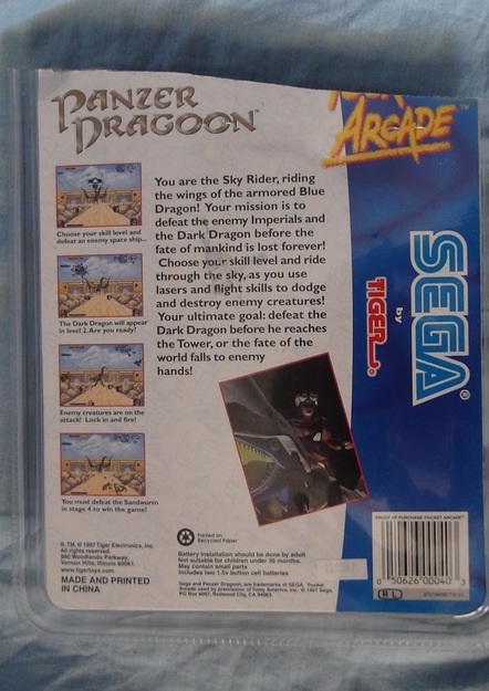 Panzer Dragoon (Tiger Electronics) Pocket Arcade US Version Back of Packaging